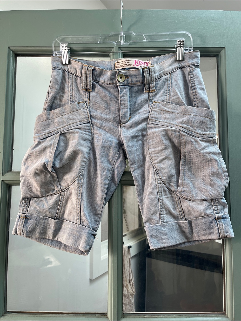 Jossy Light Wash Denim Cargo Shorts - Light Blue